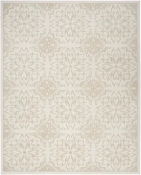 6' X 9' Beige and Ivory Floral Non Skid Area Rug