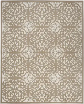 6' X 9' Taupe and Ivory Floral Non Skid Area Rug