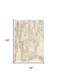 8' X 10' Beige and Ivory Abstract Shag Area Rug