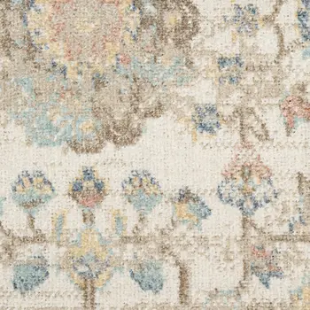 8' X 10' Beige and Ivory Abstract Shag Area Rug