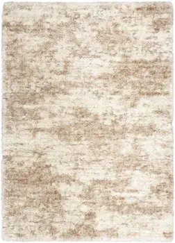 8' X 10' Beige and Ivory Abstract Shag Area Rug