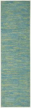 18' Blue And Green Indoor Outdoor Runner Rug