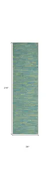 18' Blue And Green Indoor Outdoor Runner Rug