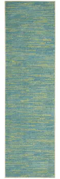 20' Blue And Green Indoor Outdoor Runner Rug