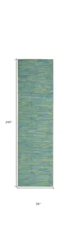 20' Blue And Green Indoor Outdoor Runner Rug