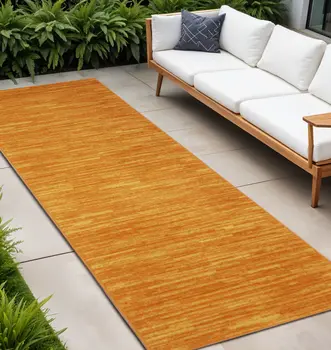 20' Orange And Yellow Indoor Outdoor Runner Rug