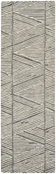 8' Gray and White Wool Abstract Runner Rug