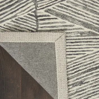 8' Gray and White Wool Abstract Runner Rug