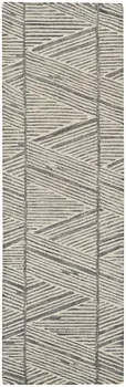 8' Gray and White Wool Abstract Runner Rug