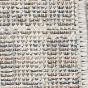 8' Ivory Blue and Green Wool Abstract Runner Rug