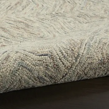 8' Blue and Ivory Wool Geometric Runner Rug