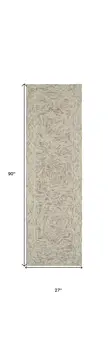 8' Blue and Ivory Wool Geometric Runner Rug