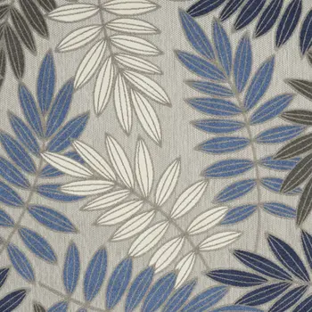 9' X 12' Gray Blue And Turquoise Palm Leaf Indoor Outdoor Area Rug