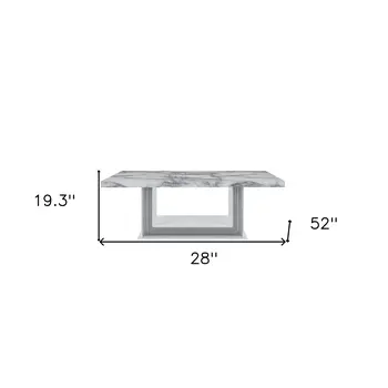 52" White And Light Gray Faux Marble And Wood Floor Shelf Coffee Table