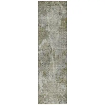 8' Runner Green Abstract Washable Non Skid Indoor Outdoor Runner Rug
