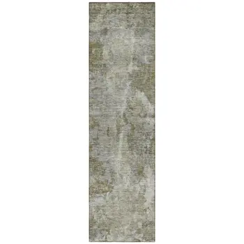 8' Runner Green Abstract Washable Non Skid Indoor Outdoor Runner Rug