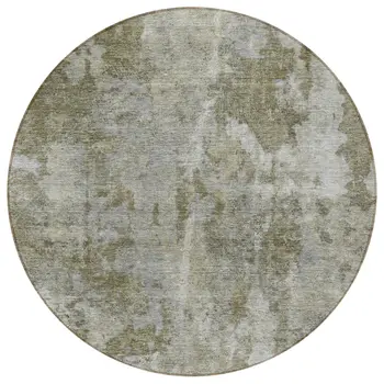 8' Round Green Round Abstract Washable Non Skid Indoor Outdoor Area Rug