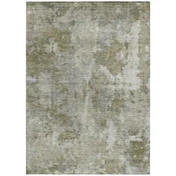 8' X 10' Green Abstract Washable Indoor Outdoor Area Rug