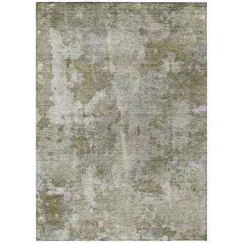9' X 12' Green Abstract Washable Non Skid Indoor Outdoor Area Rug