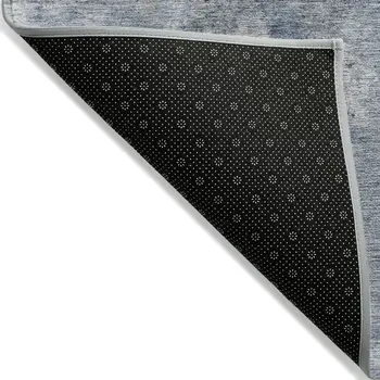 8' Round Blue Round Abstract Washable Non Skid Indoor Outdoor Area Rug