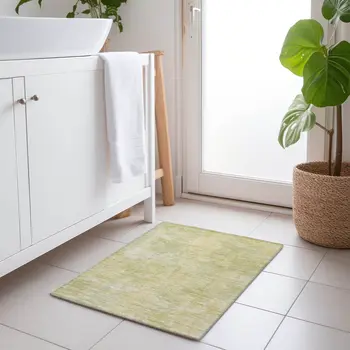 2' X 3' Gold Abstract Washable Non Skid Indoor Outdoor Area Rug