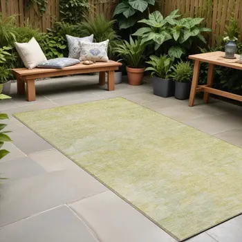 8' Runner Gold Abstract Washable Non Skid Indoor Outdoor Runner Rug