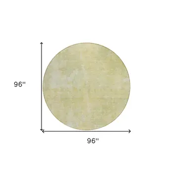 8' Round Gold Round Abstract Washable Non Skid Indoor Outdoor Area Rug