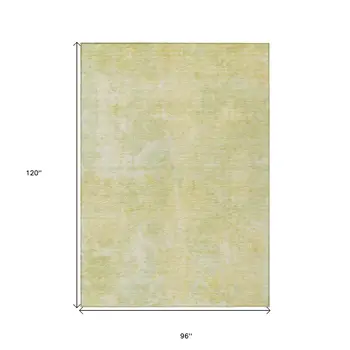8' X 10' Gold Abstract Washable Non Skid Indoor Outdoor Area Rug