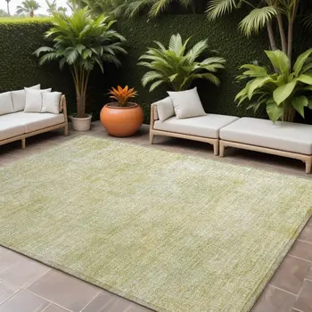 8' X 10' Gold Abstract Washable Non Skid Indoor Outdoor Area Rug