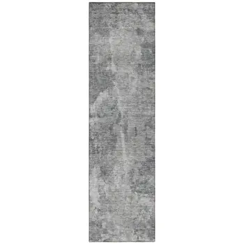 8' Runner Gray Abstract Washable Non Skid Indoor Outdoor Runner Rug