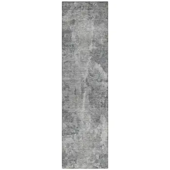 8' Runner Gray Abstract Washable Non Skid Indoor Outdoor Runner Rug