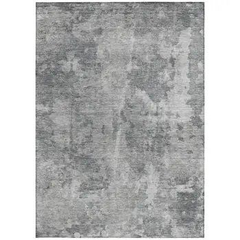 3' X 5' Gray Abstract Washable Non Skid Indoor Outdoor Area Rug
