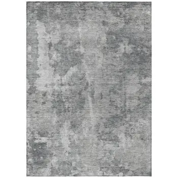 8' X 10' Gray Abstract Washable Non Skid Indoor Outdoor Area Rug