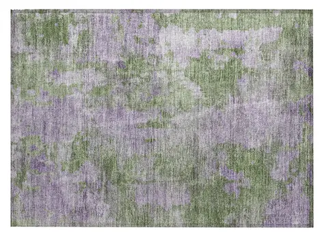 2' X 3' Green and Purple Abstract Washable Non Skid Indoor Outdoor Area Rug