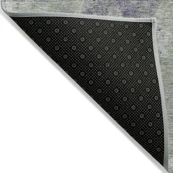 10' X 14' Purple and Green Abstract Washable Non Skid Indoor Outdoor Area Rug
