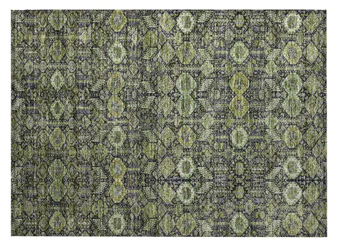 2' X 3' Blue and Green Floral Washable Non Skid Indoor Outdoor Area Rug