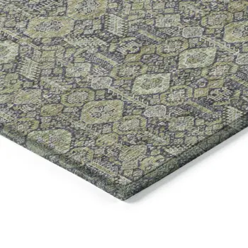 2' X 3' Blue and Green Floral Washable Non Skid Indoor Outdoor Area Rug