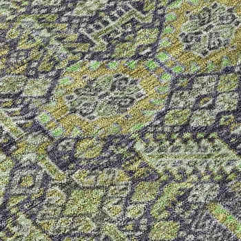 2' X 3' Blue and Green Floral Washable Non Skid Indoor Outdoor Area Rug