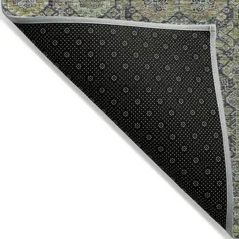 8' Blue And Green Floral Washable Indoor Outdoor Runner Rug