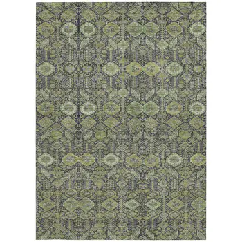 3' X 5' Blue and Green Floral Washable Non Skid Indoor Outdoor Area Rug