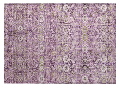 2' X 3' Lavender and Ivory Floral Washable Non Skid Indoor Outdoor Area Rug