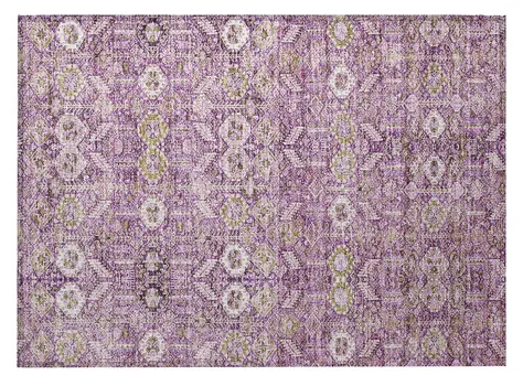 2' X 3' Lavender and Ivory Floral Washable Non Skid Indoor Outdoor Area Rug