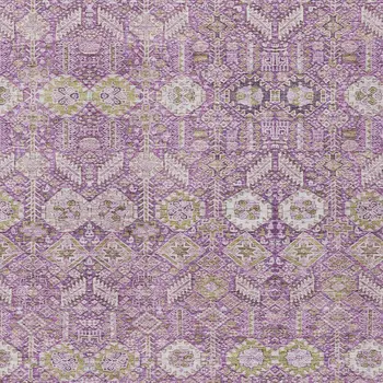 3' X 5' Lavender and Ivory Floral Washable Non Skid Indoor Outdoor Area Rug