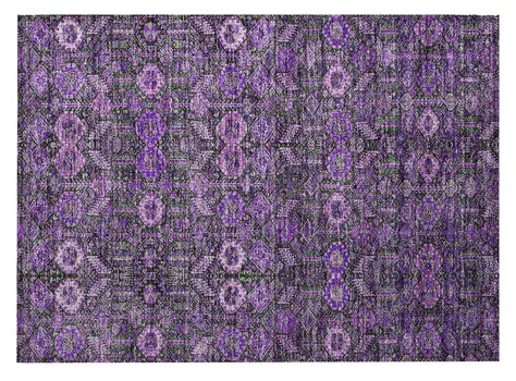 2' X 3' Purple and Green Floral Washable Non Skid Indoor Outdoor Area Rug