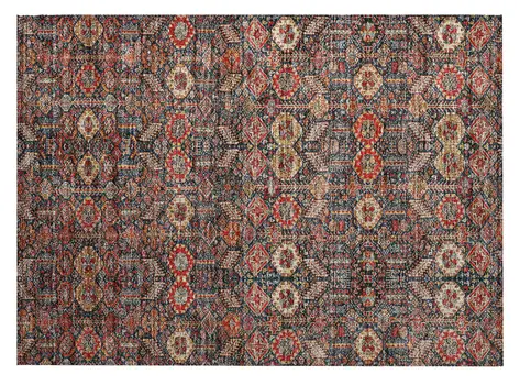 2' X 3' Red and Dark Blue Floral Washable Non Skid Indoor Outdoor Area Rug