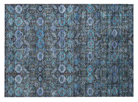 2' X 3' Blue and Coffee Floral Washable Non Skid Indoor Outdoor Area Rug