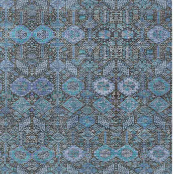 8' X 10' Teal Tribal Washable Indoor Outdoor Area Rug