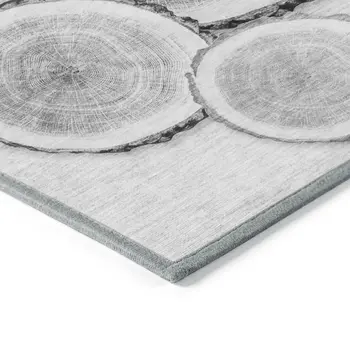 5' X 8' Gray and Black Faux Bois Washable Non Skid Indoor Outdoor Area Rug