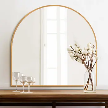 29" Gold Arch Metal Framed Full Length Hanging Mirror