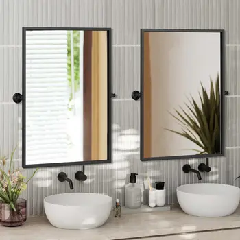 31" Black Metal Framed Full Length Hanging Mirror